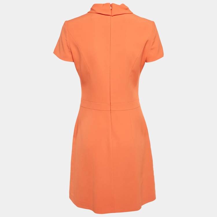 Pre Owned Hugo Boss Orange Crepe Kenlela Mini Dress S