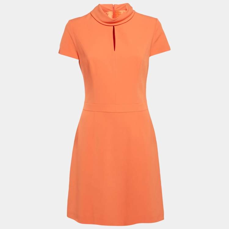 Pre Owned Hugo Boss Orange Crepe Kenlela Mini Dress S