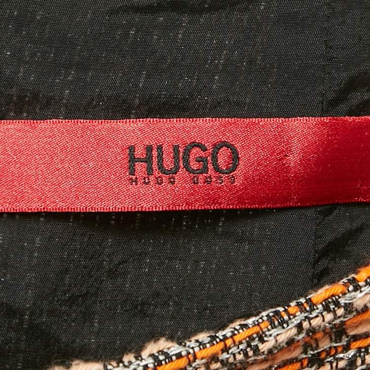 Pre Owned Hugo Boss Multicolor/Orange Tweed Mini Skirt S
