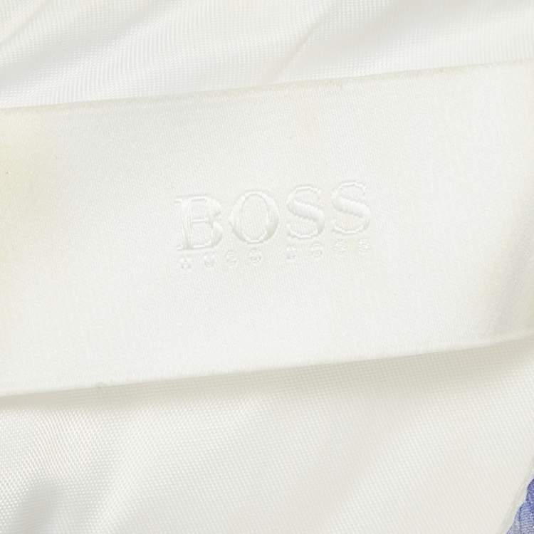Pre Owned Boss By Hugo Boss White Floral Print Plisse Belted Midi Dress M