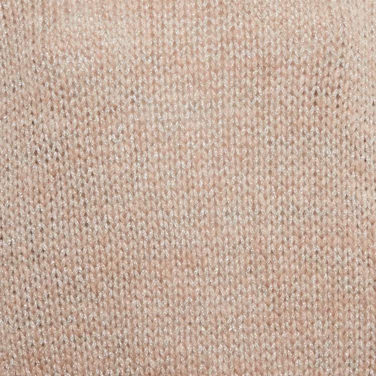 Pre Owned Hugo Boss Beige Lurex Knit Wool Blend High Neck Sweater S 