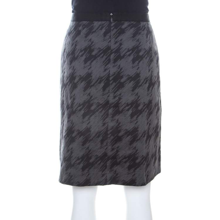 Pre Owned Hugo Boss Dark Grey Cotton A Line Short Skirt S