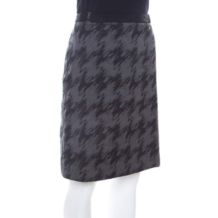 Pre Owned Hugo Boss Dark Grey Cotton A Line Short Skirt S