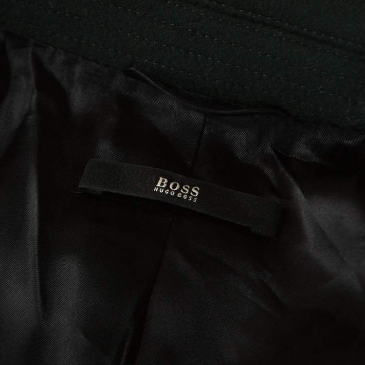Pre Owned Boss By Hugo Boss Green Wool Belted Clairona Coat M