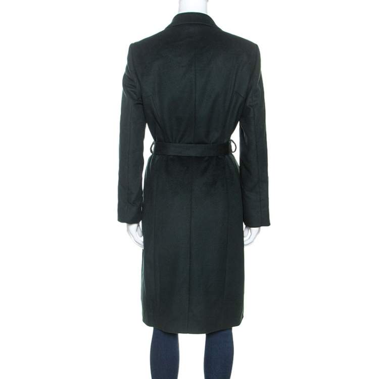 Pre Owned Boss By Hugo Boss Green Wool Belted Clairona Coat M