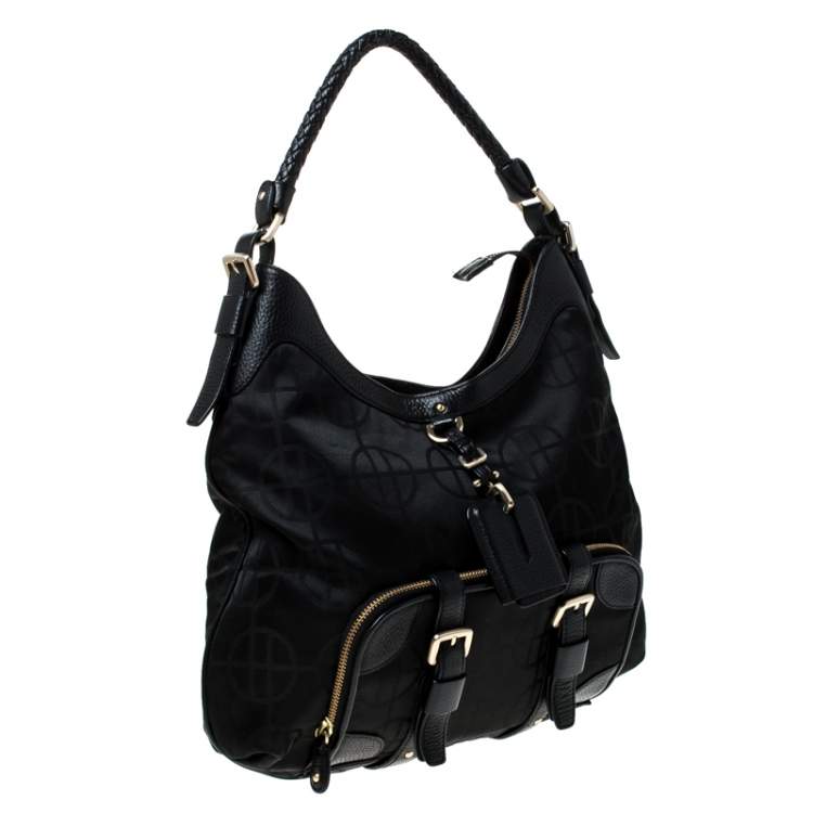 Pre Owned Hugo Boss Black Nylon and Leather Pocket Zip Hobo