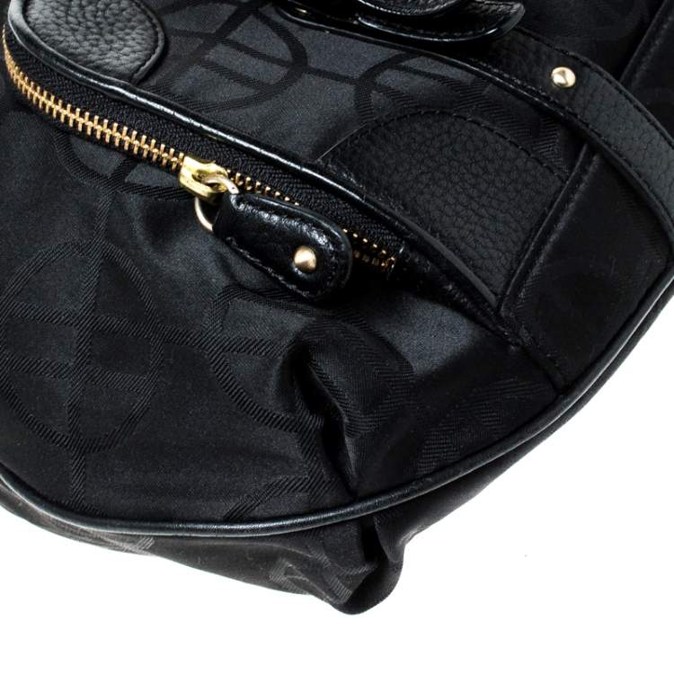 Pre Owned Hugo Boss Black Nylon and Leather Pocket Zip Hobo