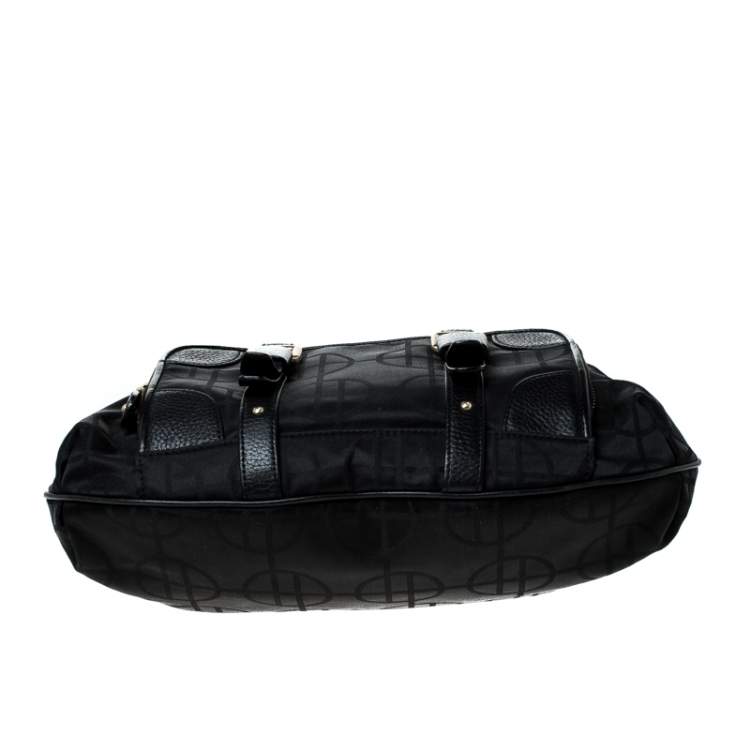 Pre Owned Hugo Boss Black Nylon and Leather Pocket Zip Hobo