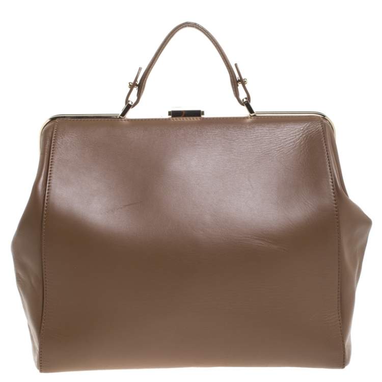 Pre Owned Hugo Boss Brown Leather Romy Top Handle Bag