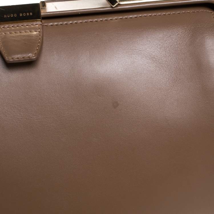 Pre Owned Hugo Boss Brown Leather Romy Top Handle Bag