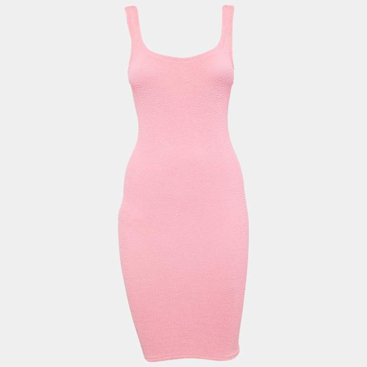Pre Owned Hunza G Pink Textured Jersey Tank Top S