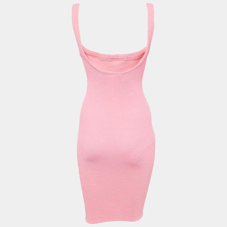 Pre Owned Hunza G Pink Textured Jersey Tank Top S