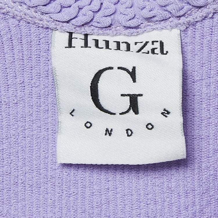 Pre Owned Hunza G Purple Patterned Knit Mini Dress XS 