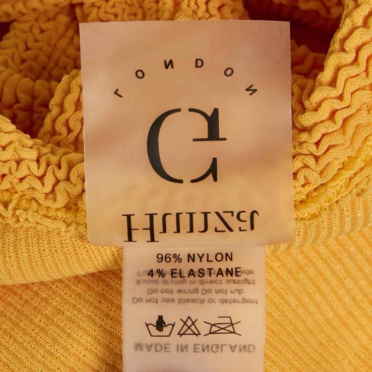 Pre Owned Hunza G Yellow Textured Knit Bodycon Dress S