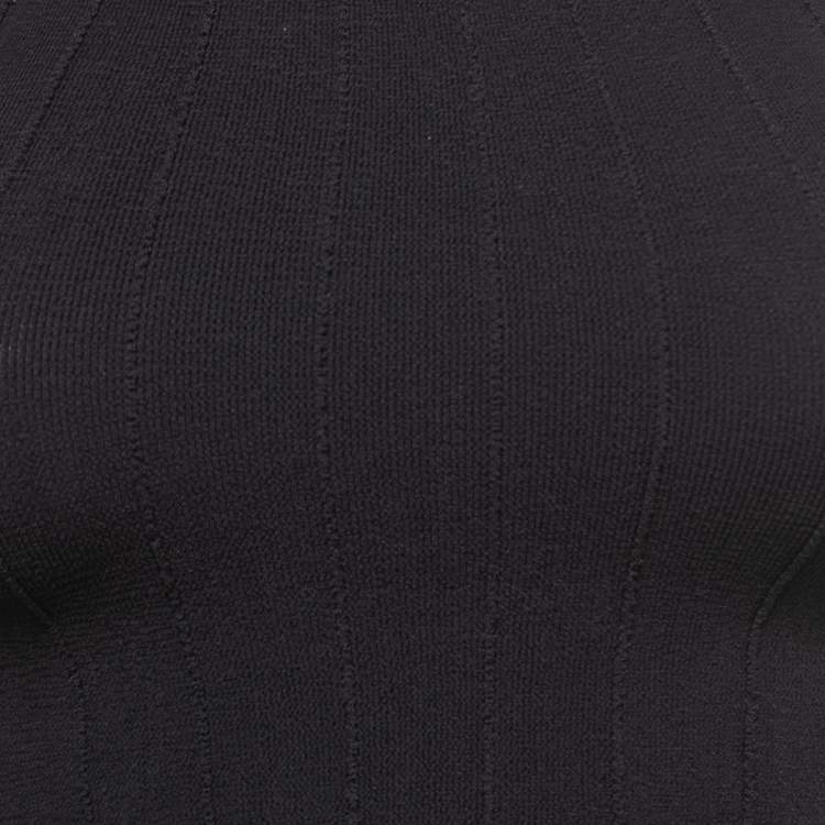 Pre Owned Hunza G Black Stretch Knit Halter Neck Top One Size