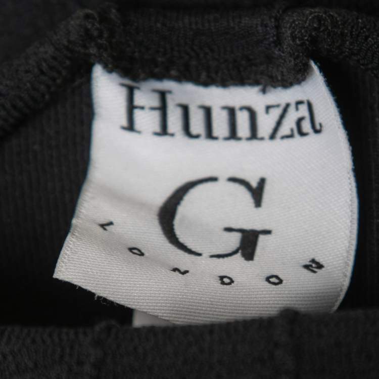 Pre Owned Hunza G Black Stretch Knit Halter Neck Top One Size