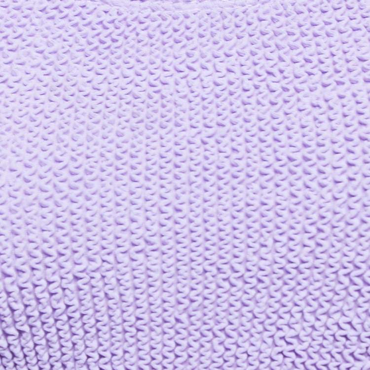 Pre Owned Hunza G Lilac Patterned Knit Cut Out Detail Mini Dress ONE SIZE