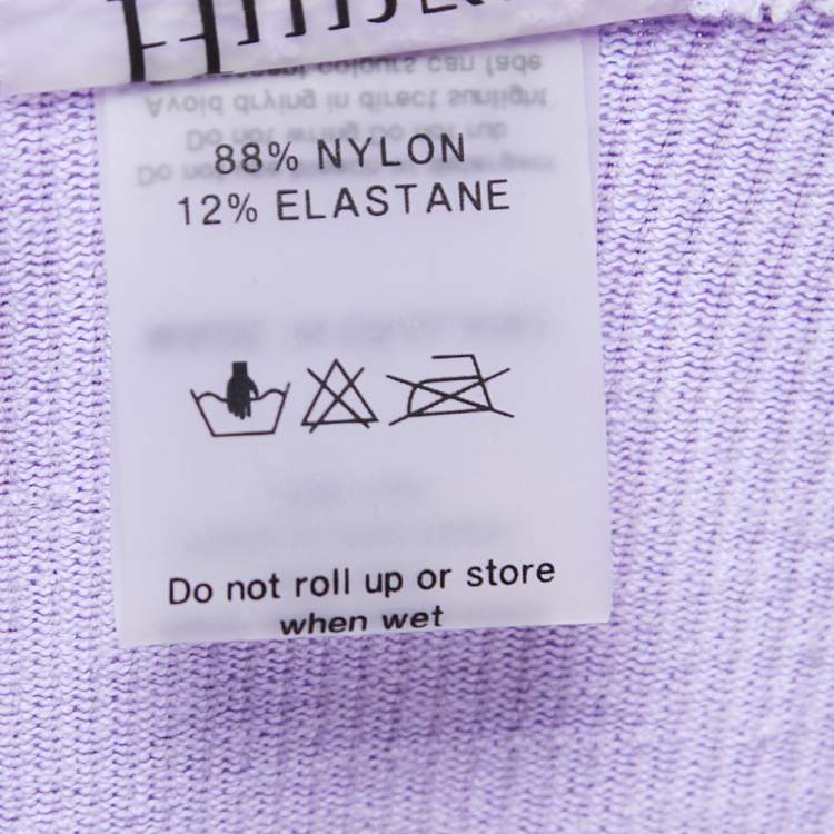 Pre Owned Hunza G Lilac Patterned Knit Cut Out Detail Mini Dress ONE SIZE