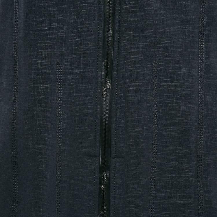 Pre Owned Ilse Jacobsen Navy Blue Technical Hooded Zip-Up Raincoat M