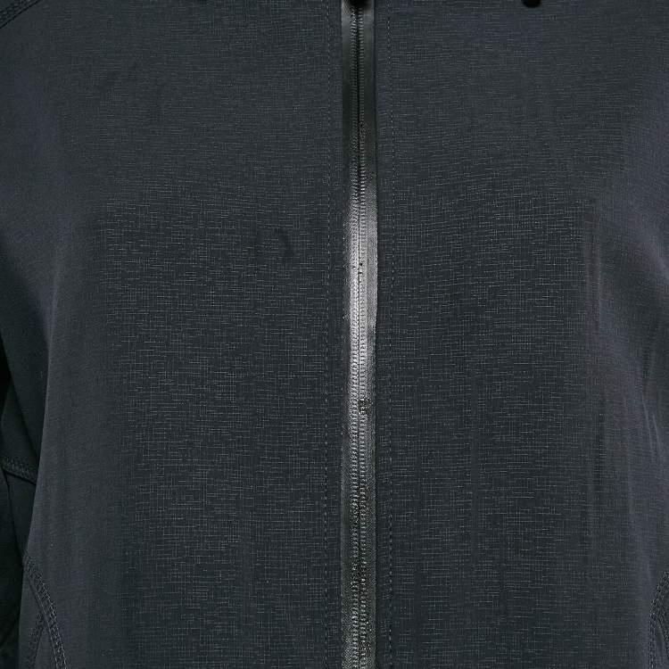 Pre Owned Ilse Jacobsen Navy Blue Technical Hooded Zip-Up Raincoat M