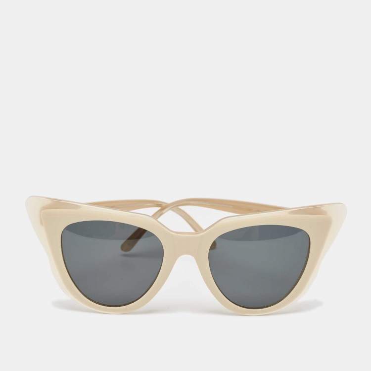 Pre Owned Illesteva Beige/Black Emmanuelle Cat Eye Sunglasses