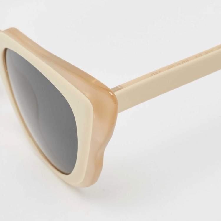 Pre Owned Illesteva Beige/Black Emmanuelle Cat Eye Sunglasses