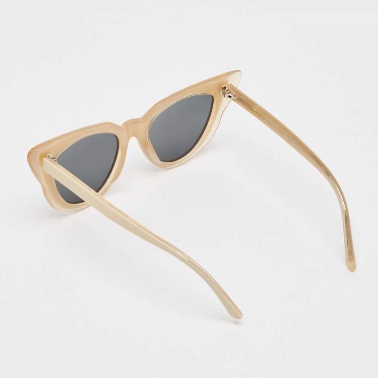 Pre Owned Illesteva Beige/Black Emmanuelle Cat Eye Sunglasses