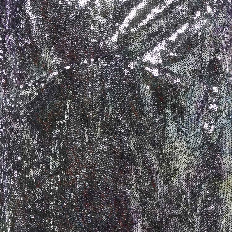 Pre Owned INGIE Paris Purple/Silver Sequin Sweetheart Neck Gown M