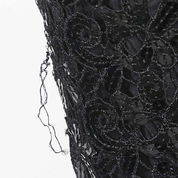Pre Owned Ingie Paris Black Sequin Lace Maxi Bropai Skirt XL
