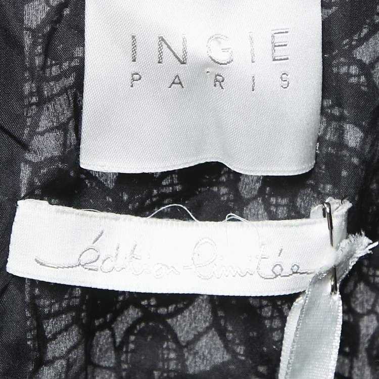 Pre Owned Ingie Paris Black Sequin Lace Maxi Bropai Skirt XL