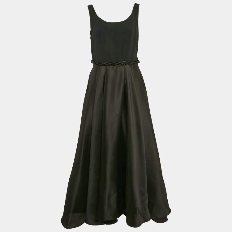 Pre Owned INGIE Paris Black Silk and Crepe Sleeveless Long Dress M