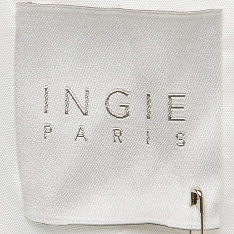 Pre Owned INGIE Paris White Coral Print Crepe Single Breasted Blazer S