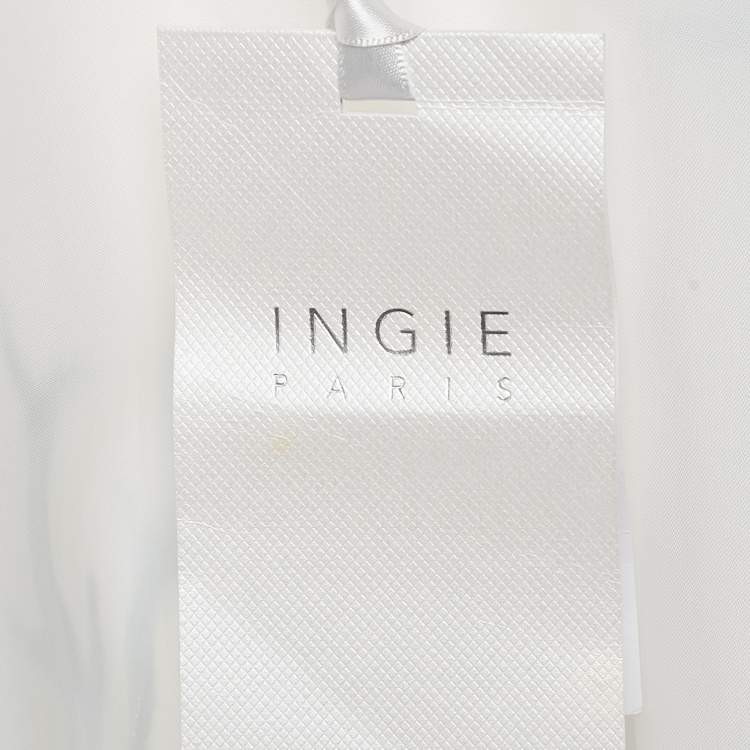 Pre Owned INGIE Paris White Coral Print Crepe Single Breasted Blazer S
