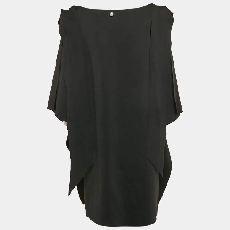 Pre Owned INGIE Paris Black Jersey Shoulder Tie-Up Detail Jeruni Mini Dress XL