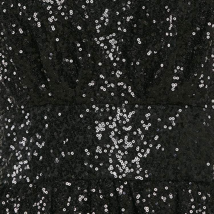 Pre Owned INGIE Paris Black Sequin Layered Tulle Mini Dress M