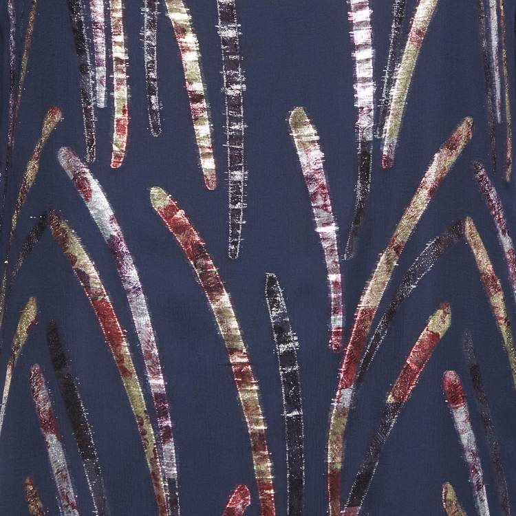 Pre Owned INGIE Paris Navy Blue Lurex Silk Mini Dress M