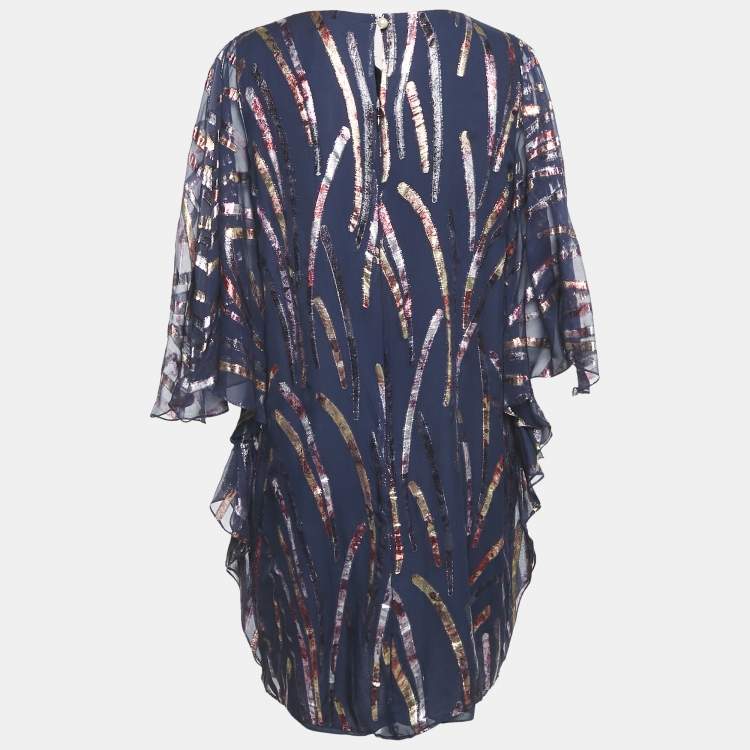 Pre Owned INGIE Paris Navy Blue Lurex Silk Mini Dress M