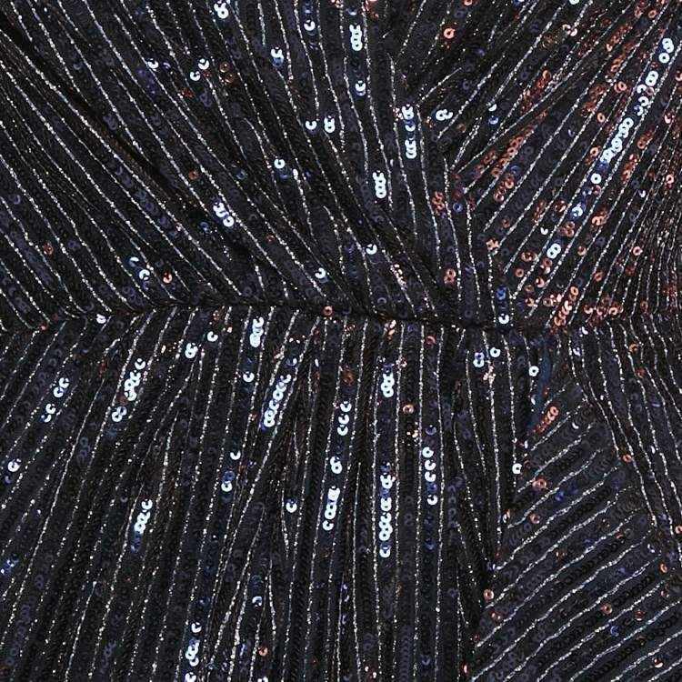 Pre Owned INGIE Paris Navy Blue Sequin V-Neck Mini Dress S