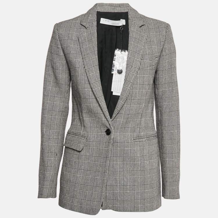 Pre Owned IRO Black/White Glen Checks Cotton Blend Single Breasted Blazer S