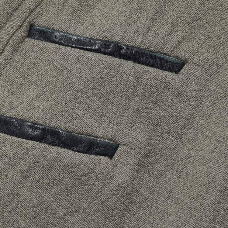Pre Owned IRO Green Textured Cotton Zip-Up Raw Edged Jacket S