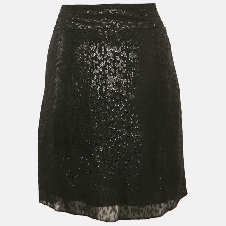 Pre Owned IRO Black Lurex Silk Mini Skirt M