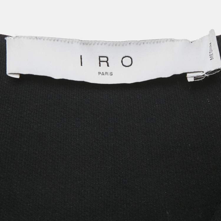 Pre Owned IRO Black Cotton Knit V-Neck Emylie Mini Dress M
