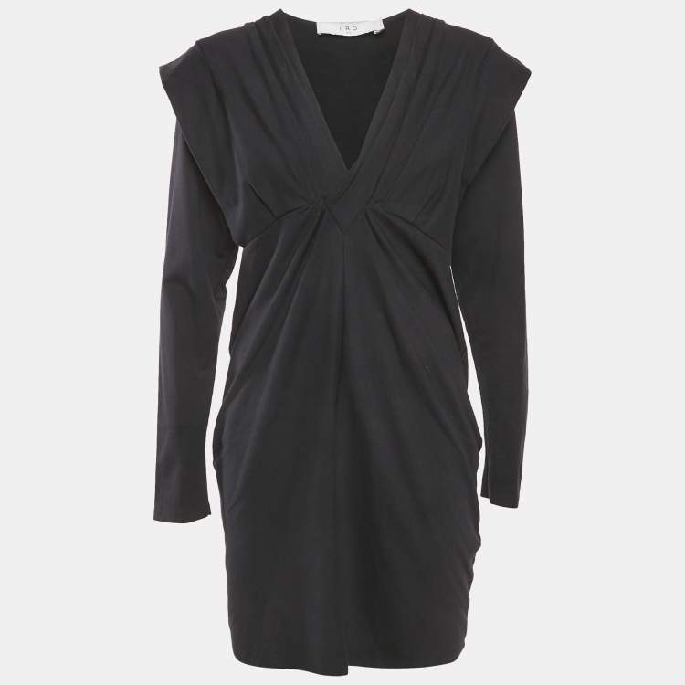 Pre Owned IRO Black Cotton Knit V-Neck Emylie Mini Dress M