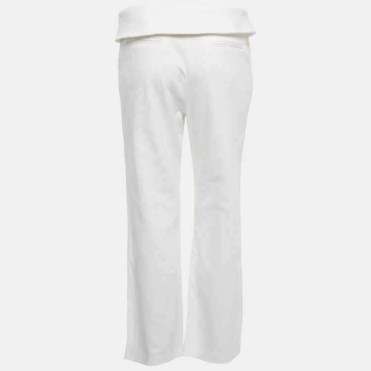Pre Owned IRO White Cotton Folded Waist Trousers M
