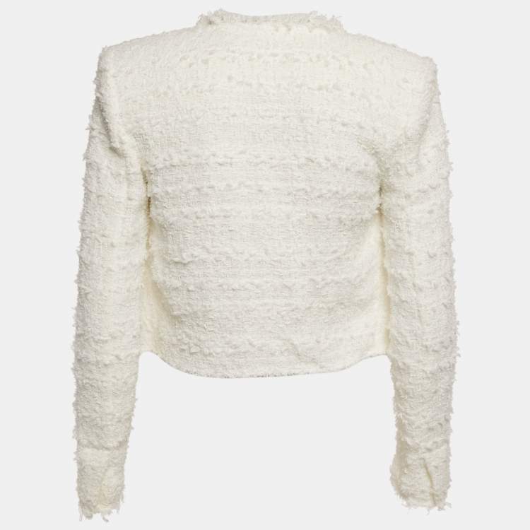 Pre Owned IRO White Tweed Open Front Moana Jacket XXS