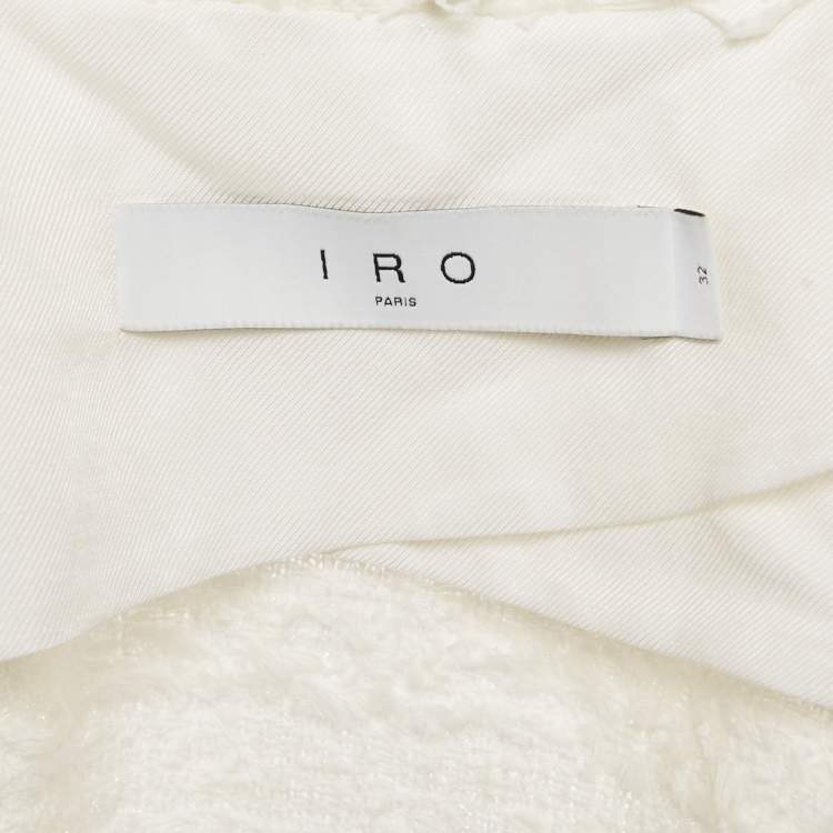 Pre Owned IRO White Tweed Open Front Moana Jacket XXS
