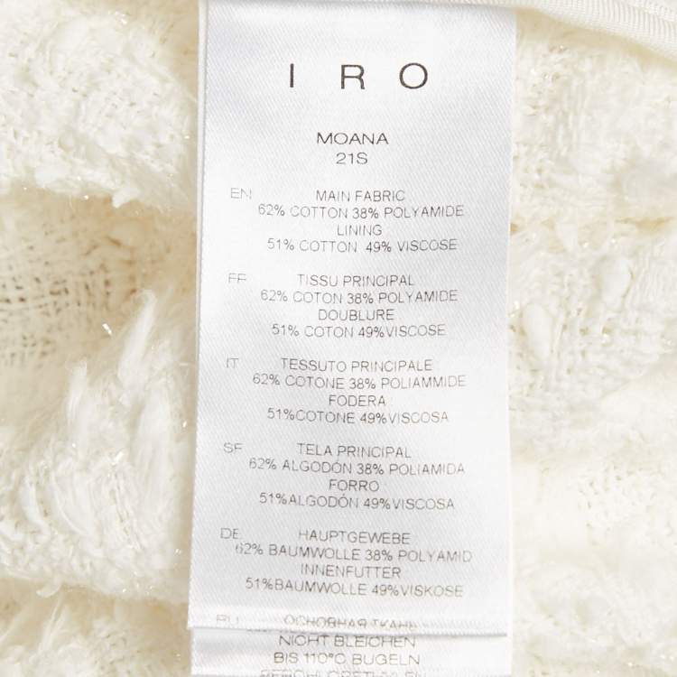 Pre Owned IRO White Tweed Open Front Moana Jacket XXS