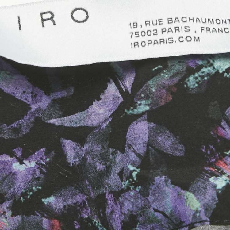 Pre Owned IRO Black Printed Crepe Plunge Neck Jumpsuit XL