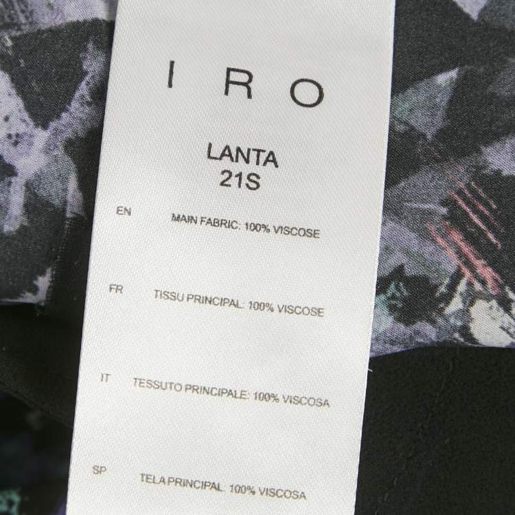 Pre Owned IRO Black Printed Crepe Plunge Neck Jumpsuit XL