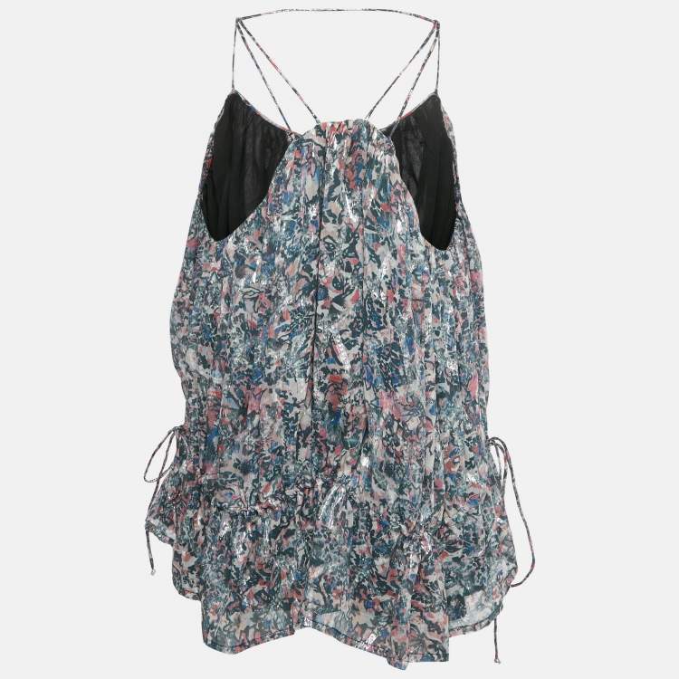 Pre Owned IRO Multicolor Printed Fil Coupe Silk Lurex Top S